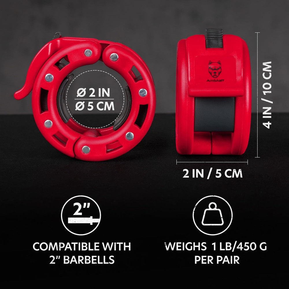 Barbell Collars Clamps – Quick Release 2 inch Locking Olympic Bar Collars for...