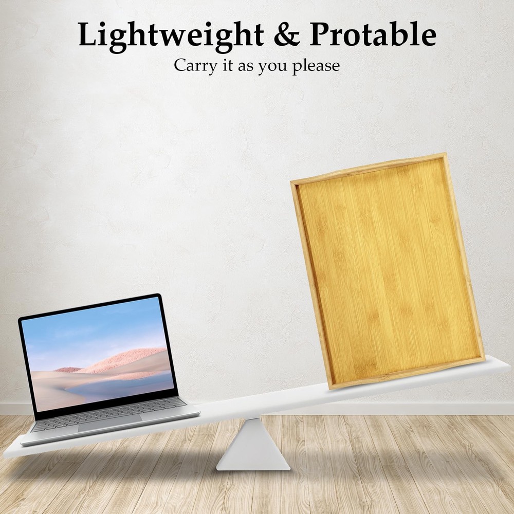 Bed Tray Table with Foldable Legs & Handles - Portable Breakfast Table, Servi...