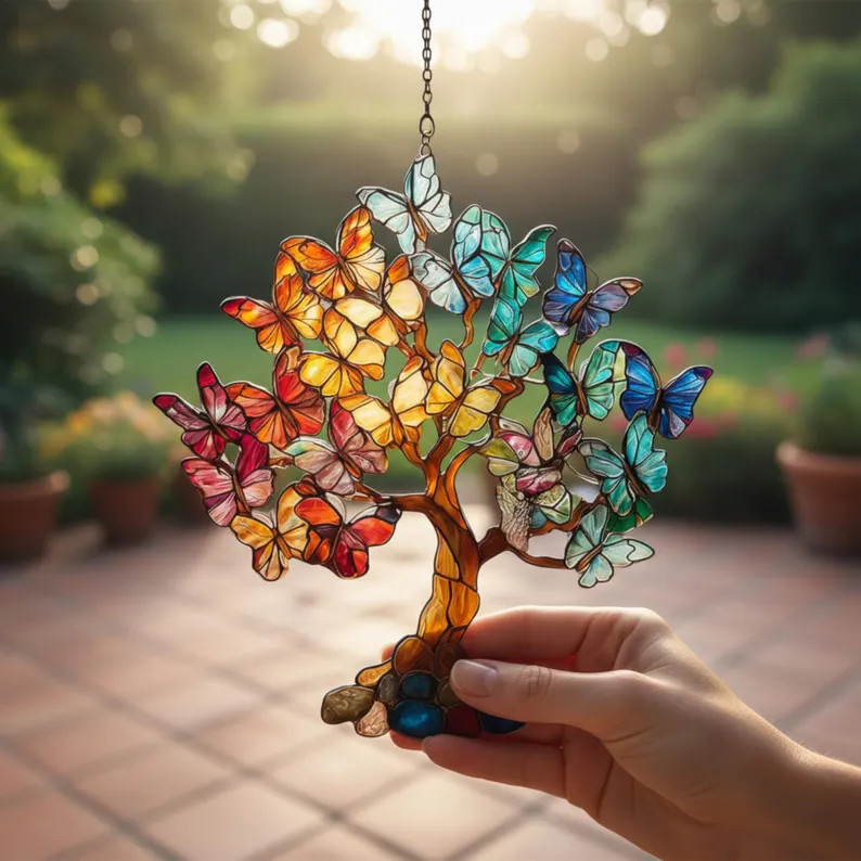 Custom Butterfly Tree Suncatcher Acrylic Personalized Window Decor