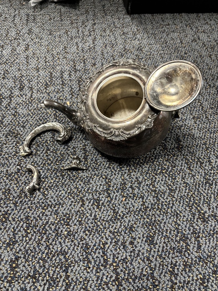 Broken Silver Pitcher with Parts