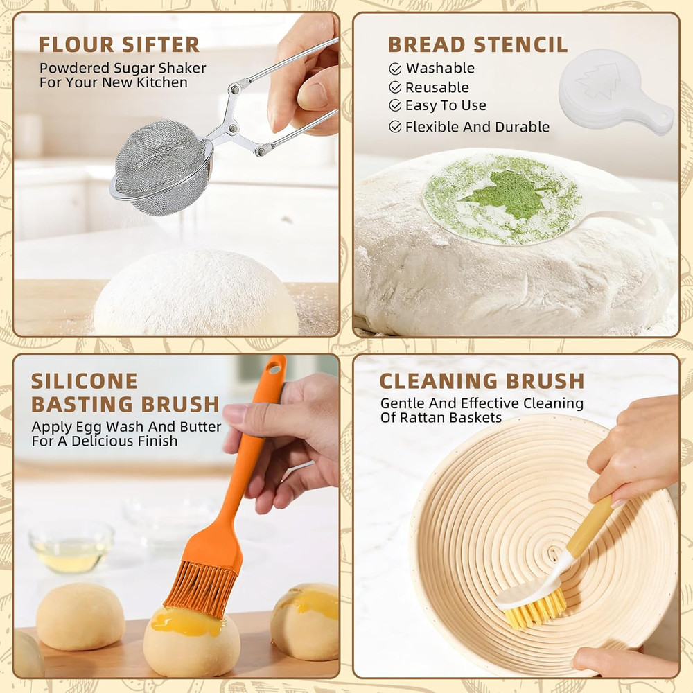 Sourdough Starter Kit, Bread Making Kit with Sourdough Starter Jar for Beginn...