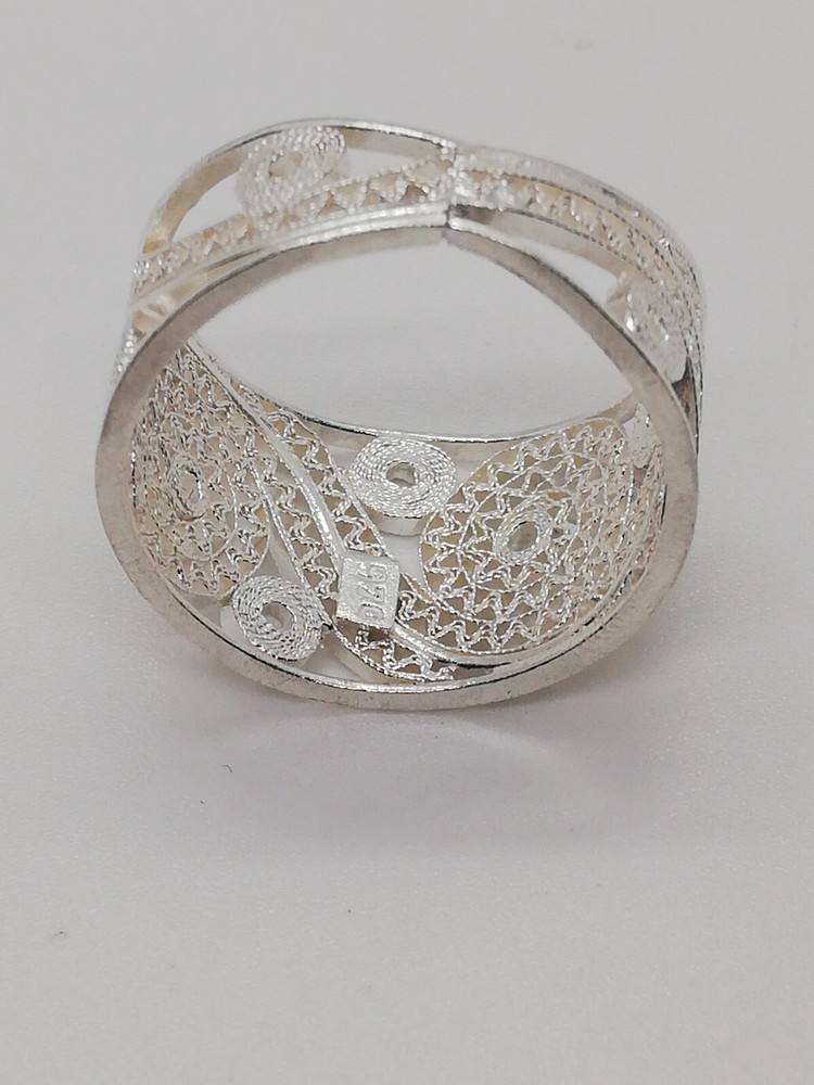 . 970 Solid Silver Women's Ring Size 8.5 Filigree New.