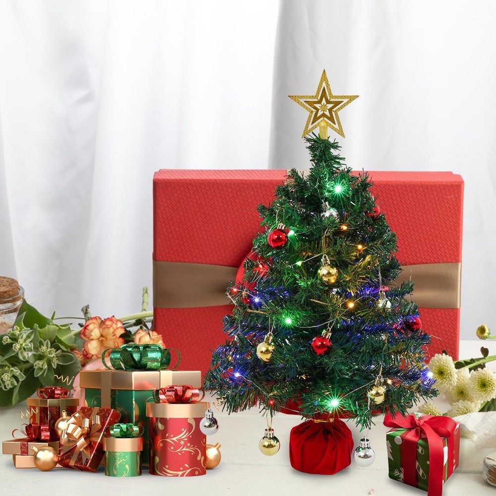 Christmas Tree Mini Small Tabletop Christmas Tree 24 Inch with 30 Led String ...