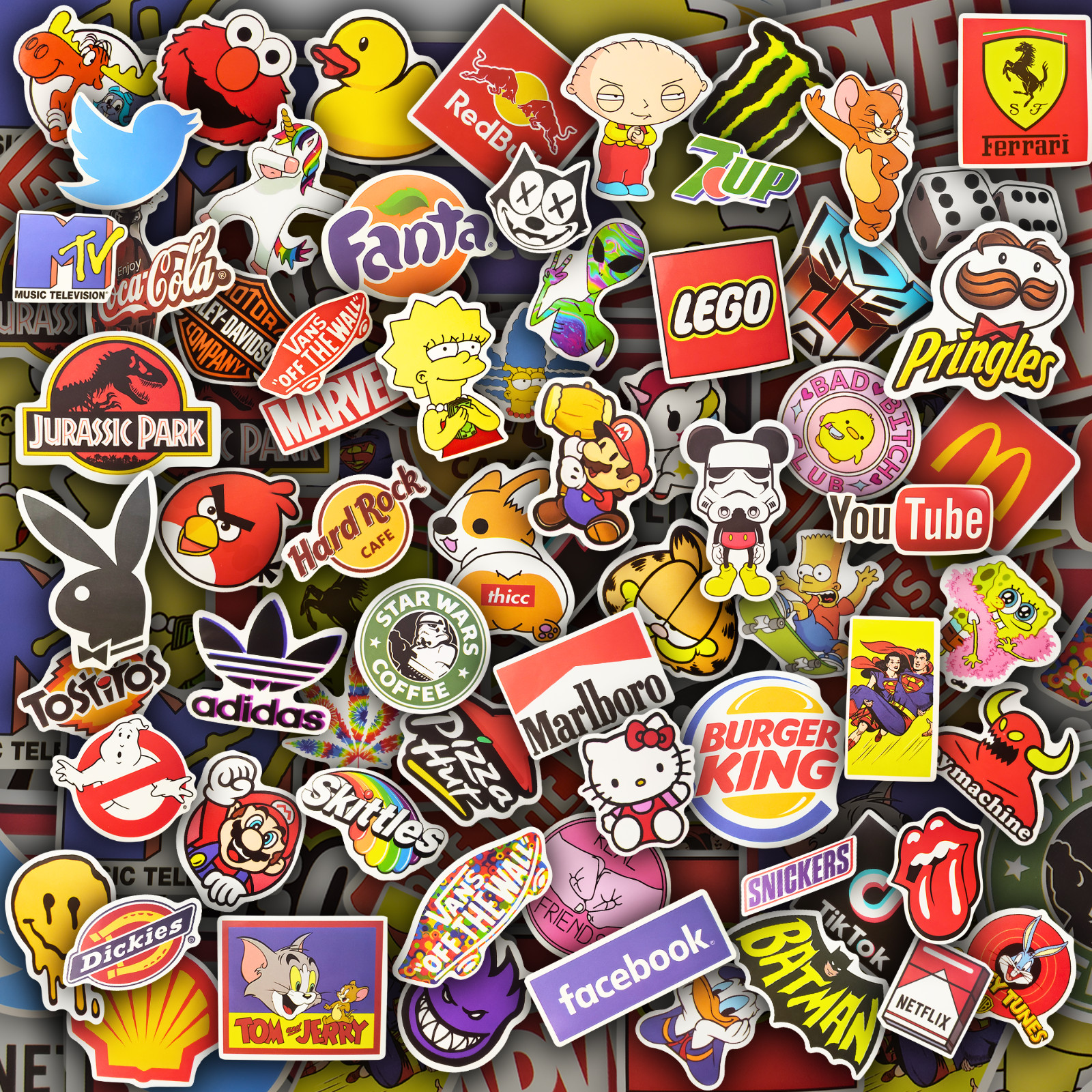 50pcs Waterproof Vinyl Stickers for Water Bottles, Laptops, Skateboard, Luggage