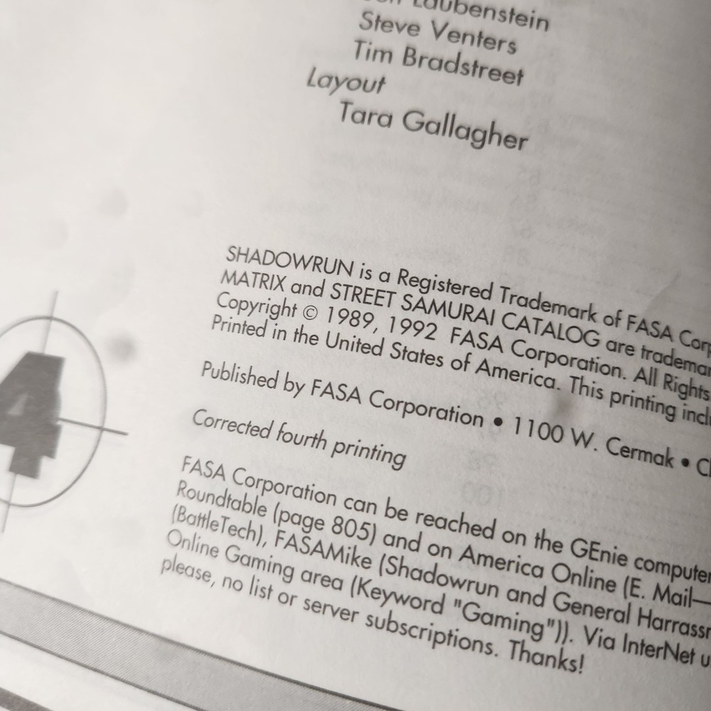 FASA Shadowrun Street Samurai Catalog