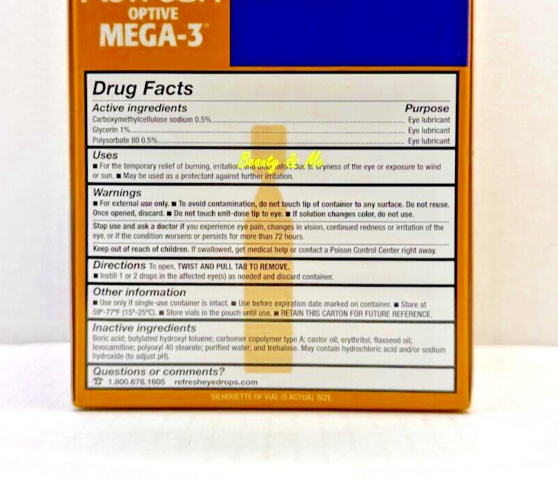 Refresh Optive MEGA-3 Preservative-Free Lubricating Eye Drop, 70 Vials