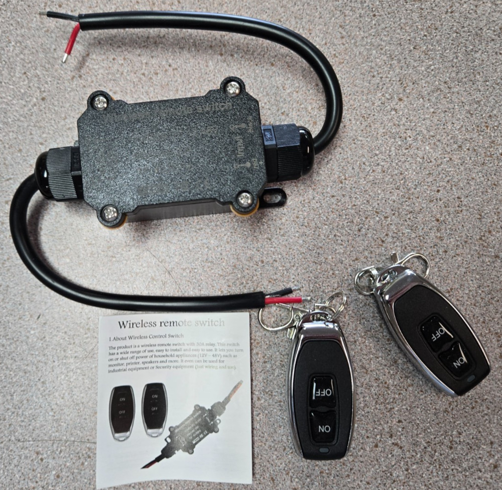 Wireless Remote Switch, 12-48V, 2 RF Remote Controls