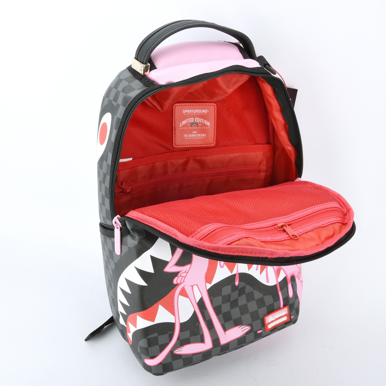Sprayground Shark Pink Panther Pink Painter Backpack Zippered Unisex Plaid