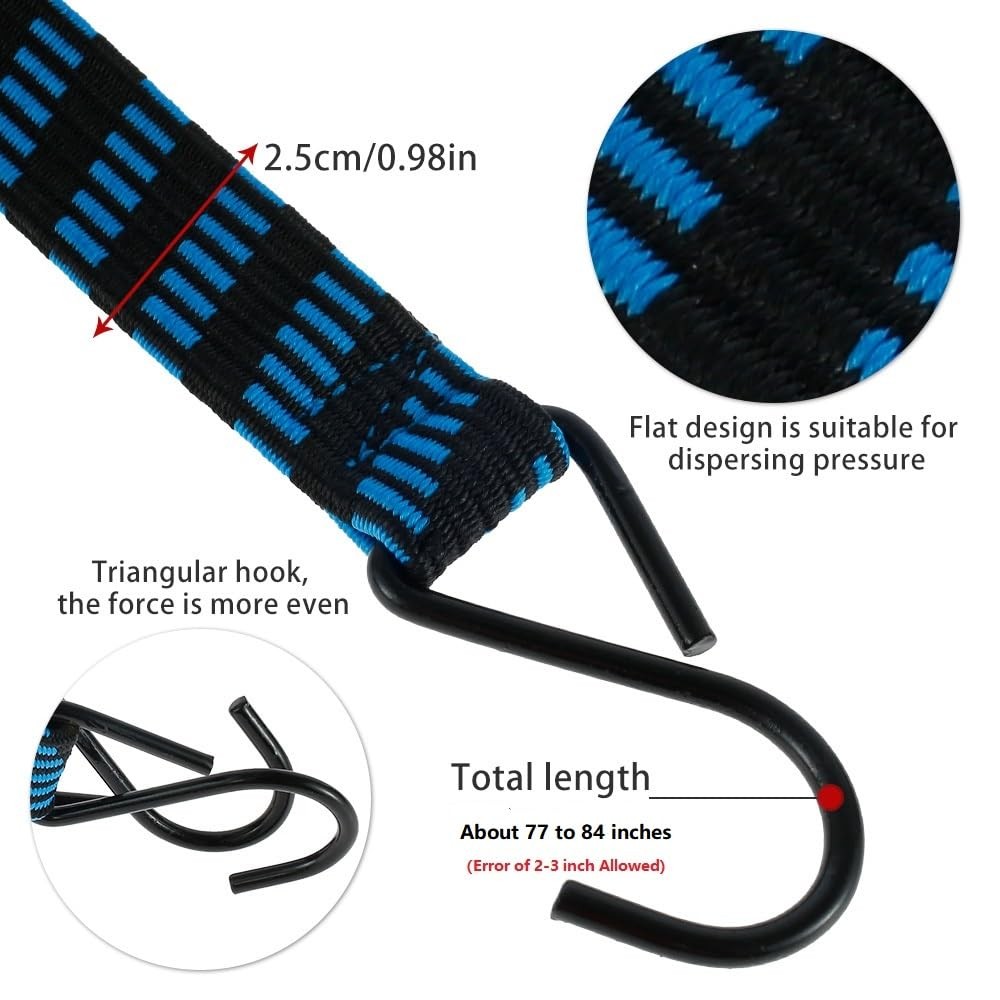 Bungee Cords with Hooks,10 Pack 77''-84'' inches Adjustable Long Flat Bungee ...