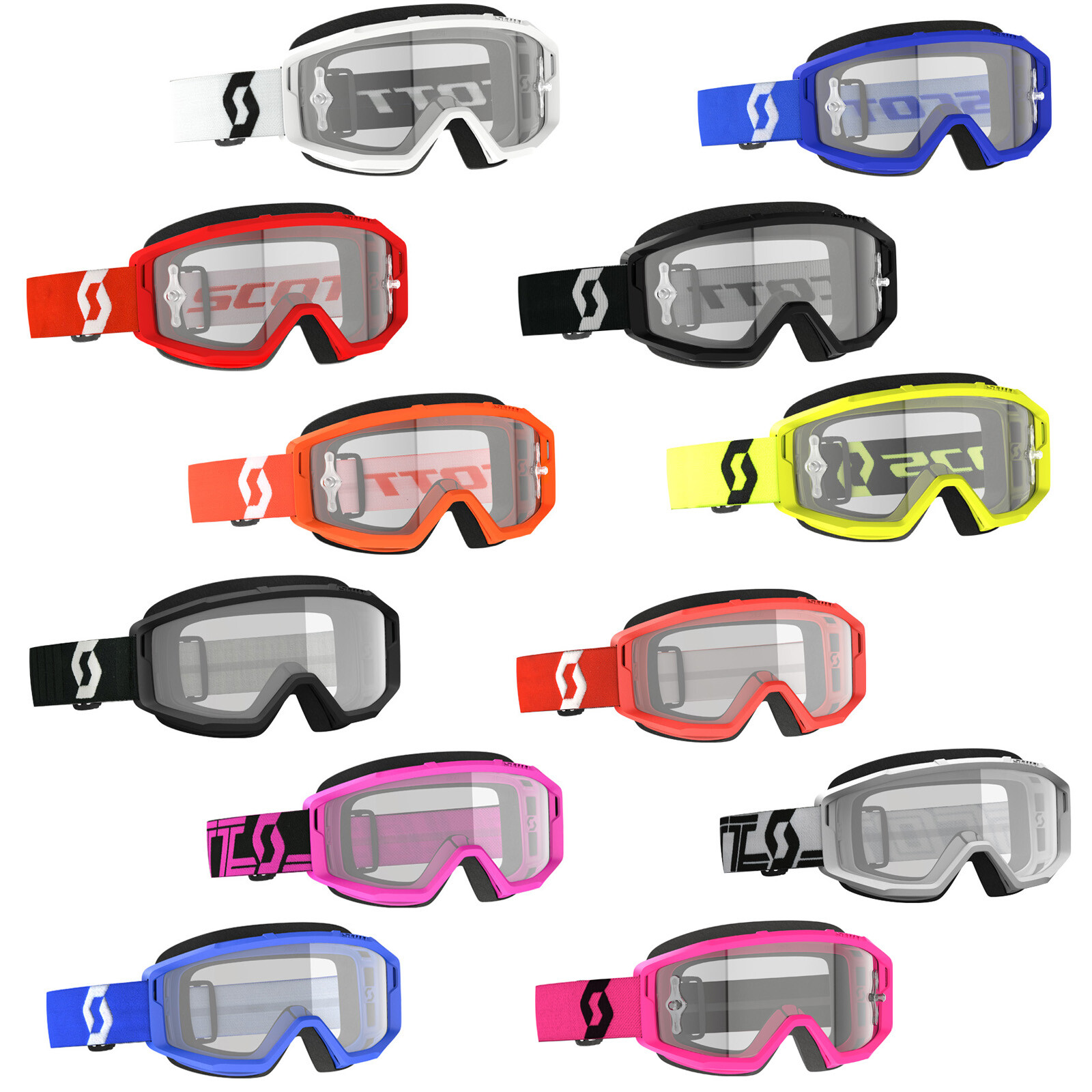 SCOTT USA MOTORCYCLE OFFROAD DIRTBIKE MX ATV PRIMAL GOGGLES WITH CLEAR LENS