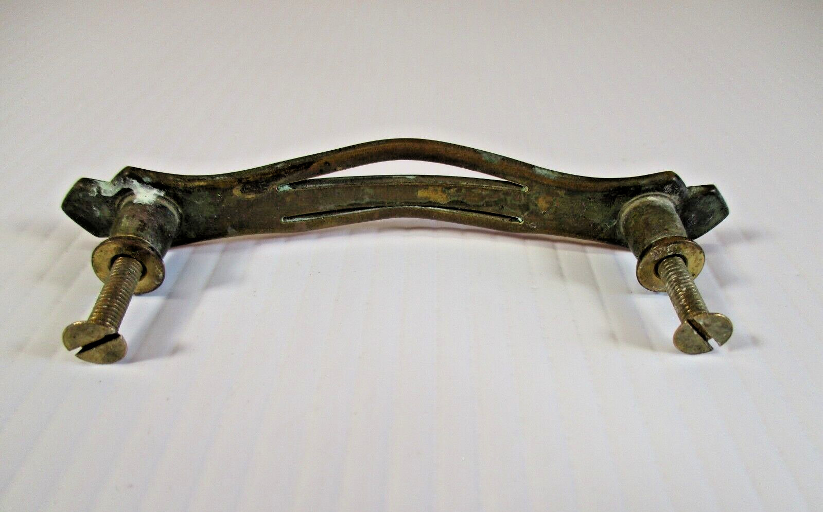 Vintage Solid Brass Drawer Pulls Pair 4" Hole Centers Cabinet Furniture Handles