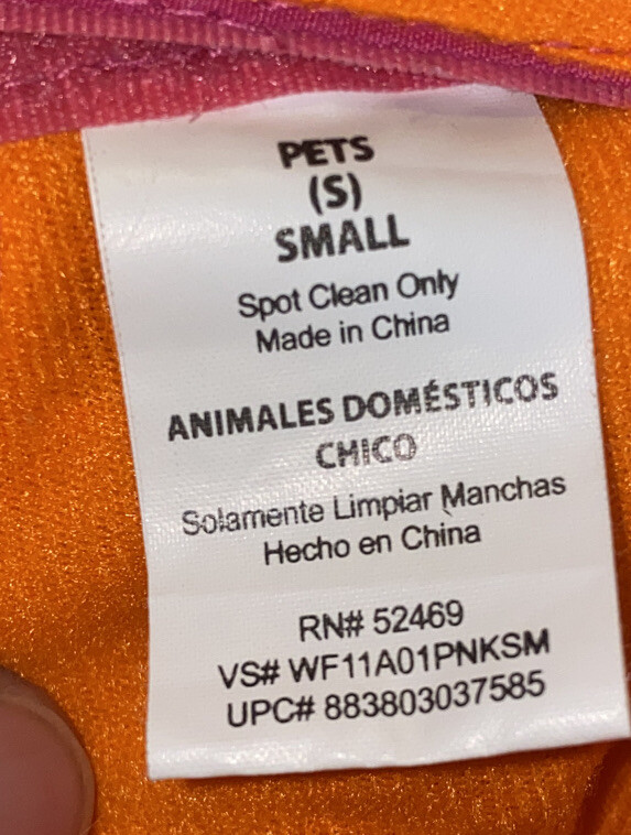 Pink Orange & White Dog Coat Size Small
