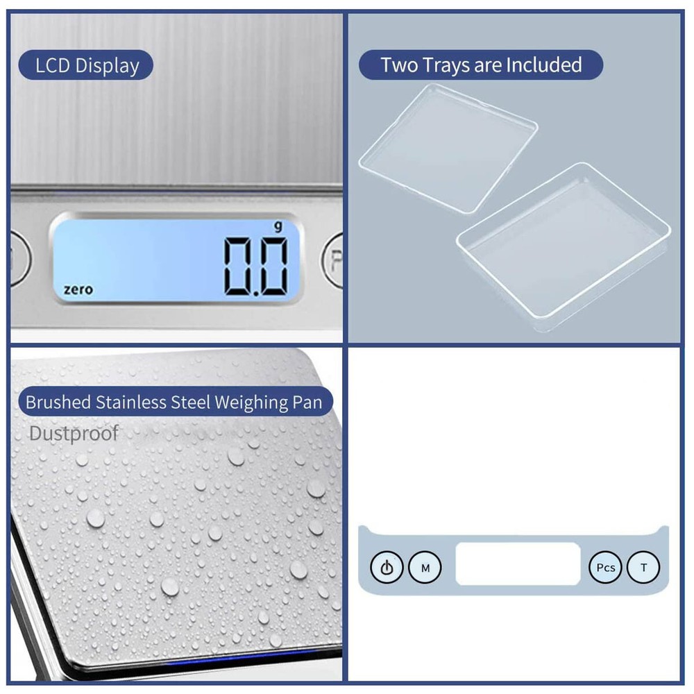3000g Kitchen Scale for Cooking Baking, 0.1g High Precision Electronic Scale
