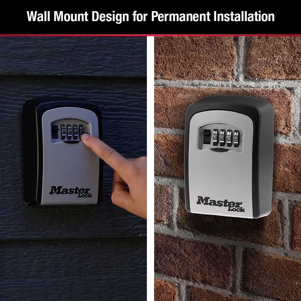 Master Lock 5401EC Wall Mount 4-Digit Combination Key Lock Box, 5 Key, Black