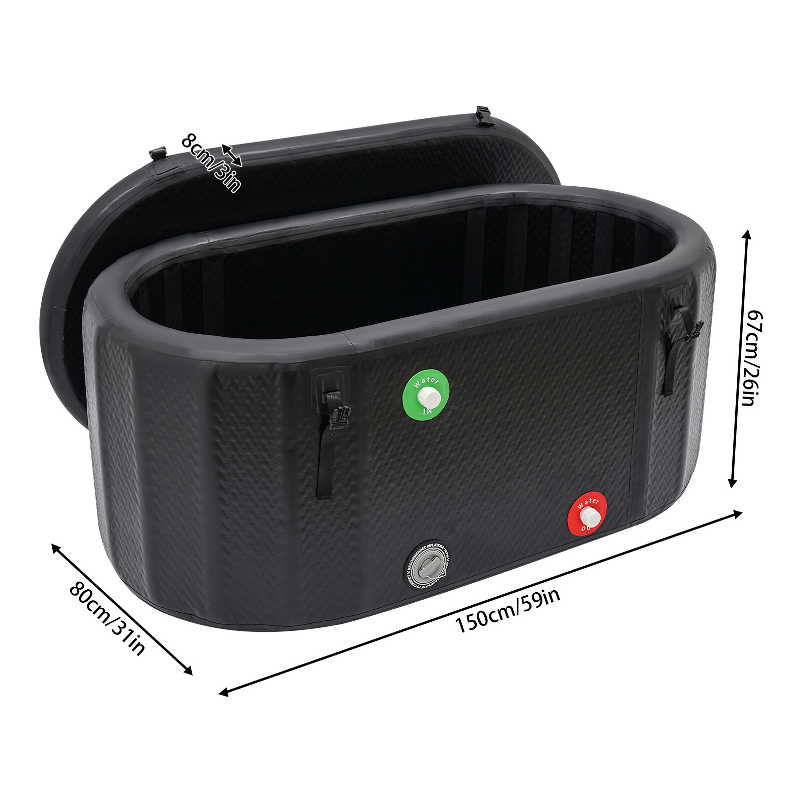 98 Gallon Ice Bath Tub Portable Inflatable Cold Plunge w/ Cover for Home Gym