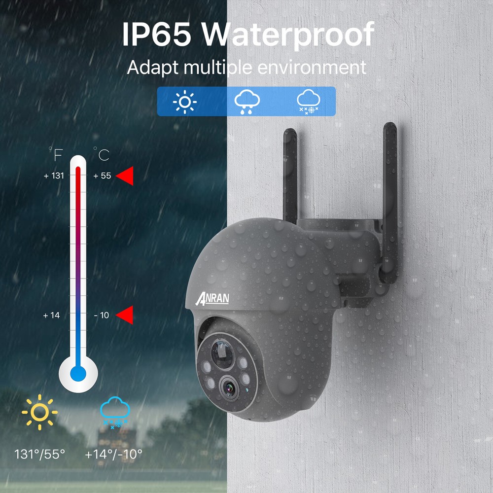 2PACK WiFi Wireless Security Camera System Outdoor Solar Battery Powered 3MP PTZ