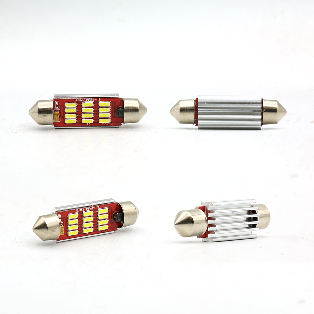 2pcs 42mm Festoon 12LED White Map Dome Interior LED Light Bulbs