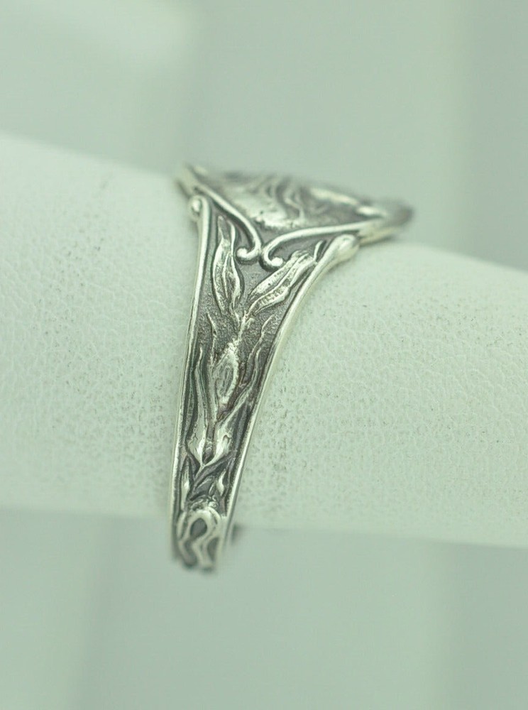 Solid 925 Sterling Silver Native American Bison Adjustable Spoon Ring