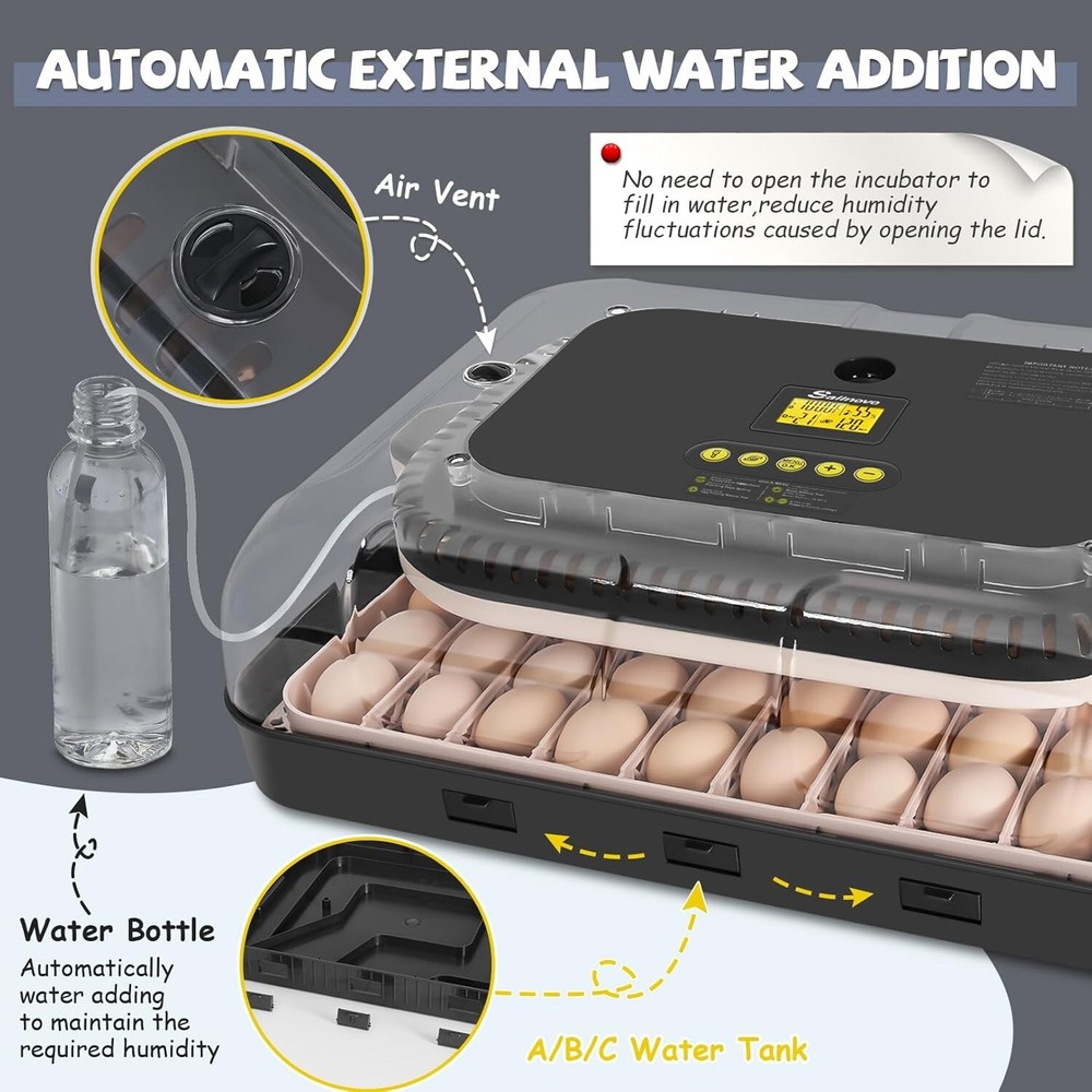 70 Egg Incubator for Hatching Eggs w/Automatic Egg Turning Temperature Control