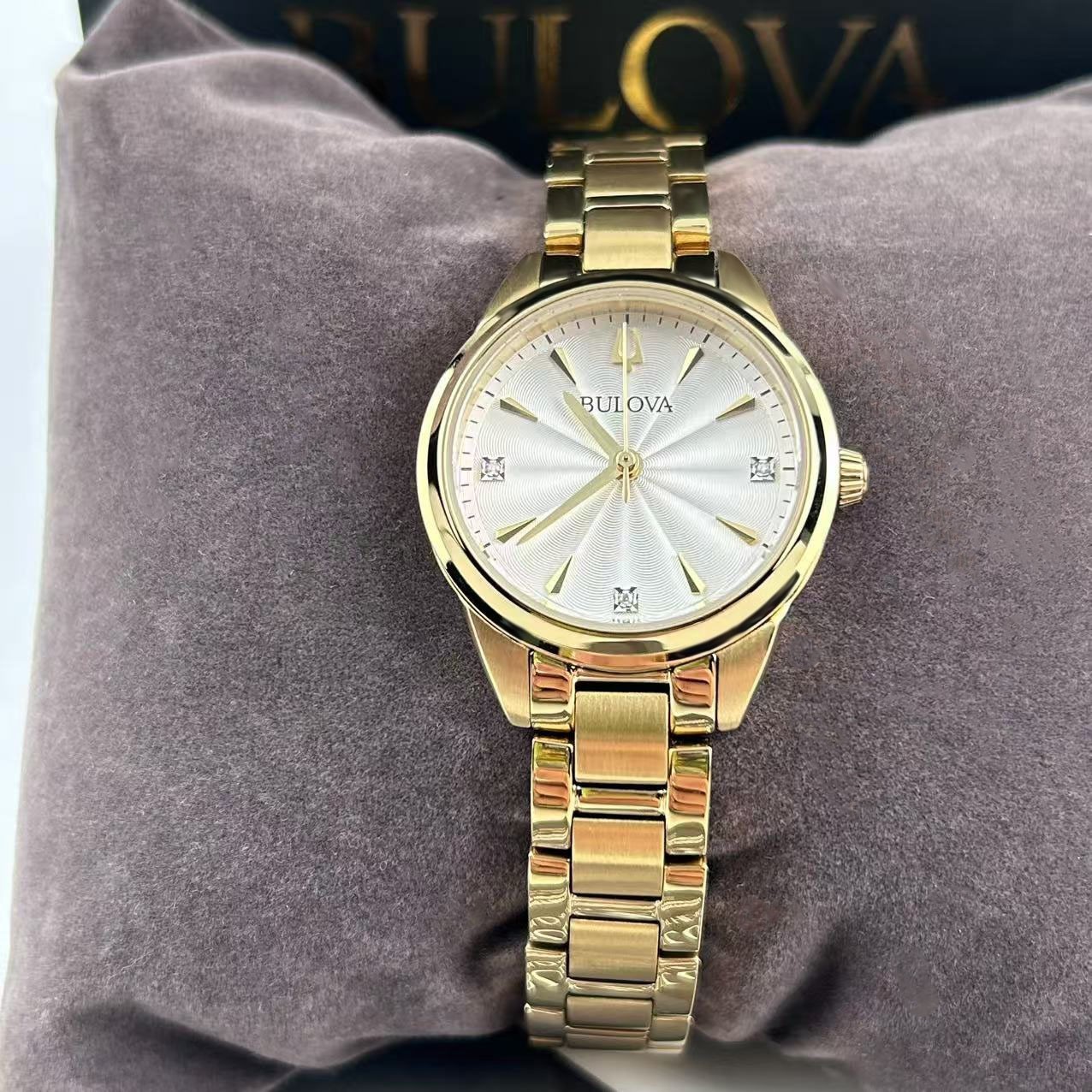 New Bulova Sutton 97P150 White Diamond Dial Stainless Steel Women's Quartz Watch