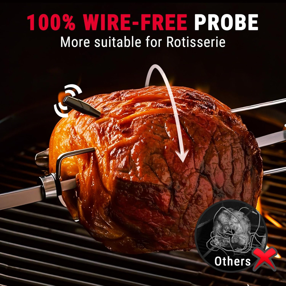 Thermopro 2000FT Wireless Meat Thermometer with 2 Ultra-Thin Meat Probe, Smart