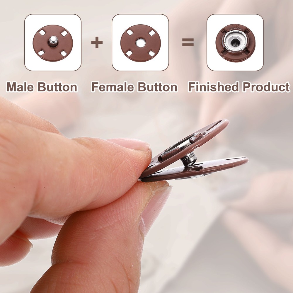 10 Sets Sewing Snap Buttons, Press Buttons Snap Fasteners 18mm, Caramel