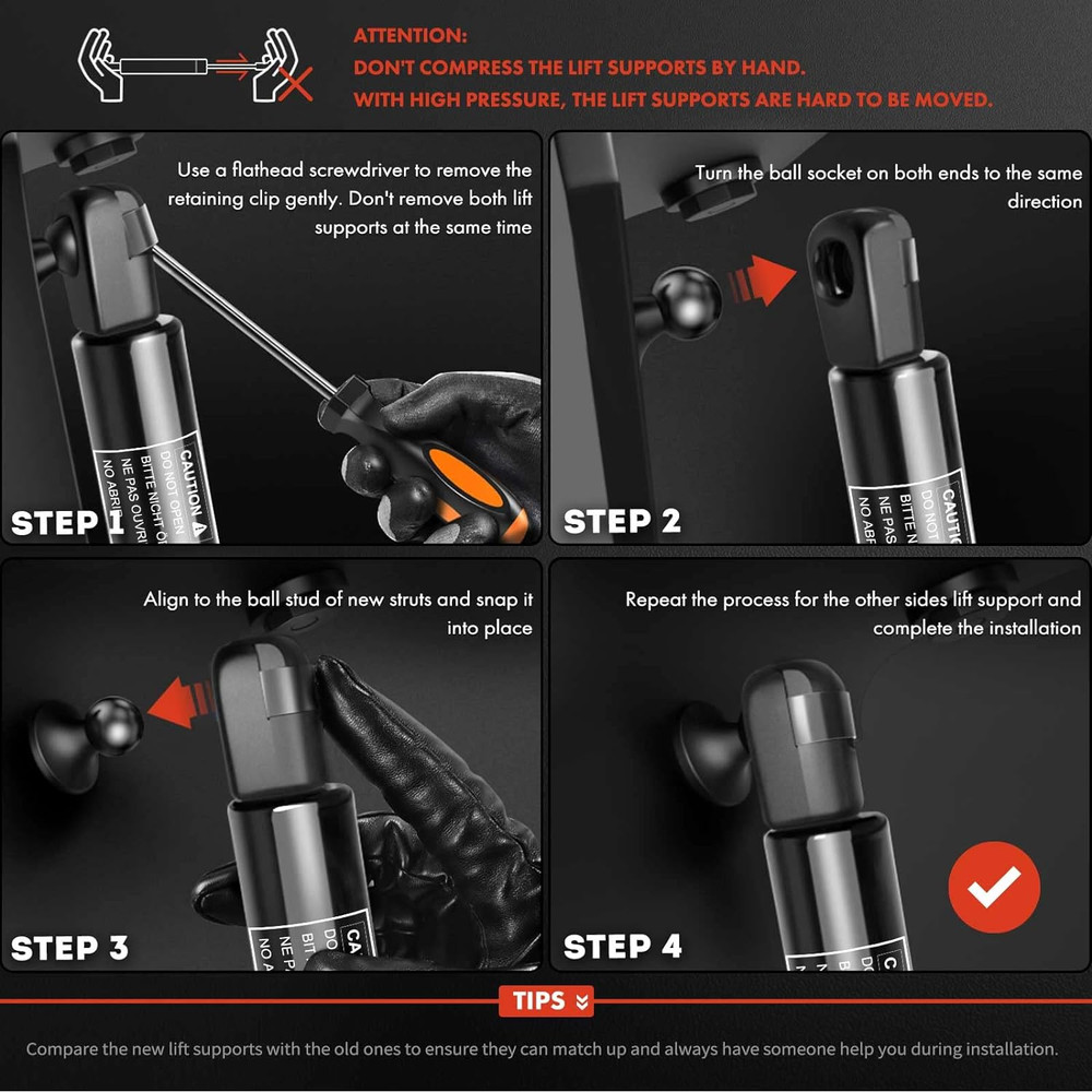 Rear Liftgate Struts for Select Dodge, Chrysler & Ram Models (2Pc Set)