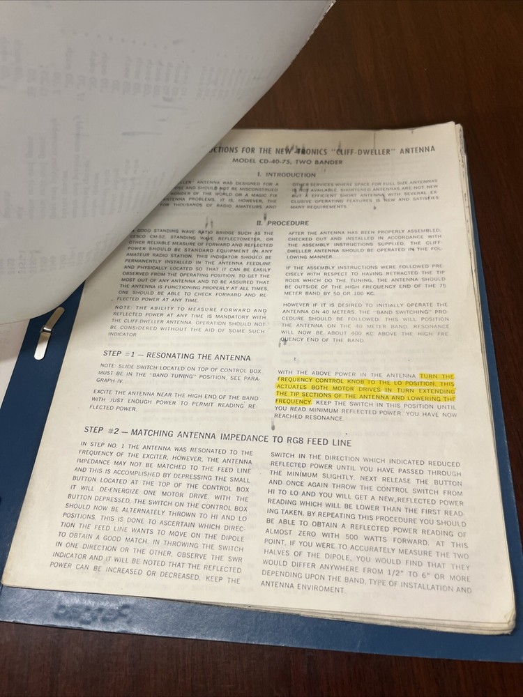 Cliff-dweller Dipole CD-40 Or CD-75 Instructions