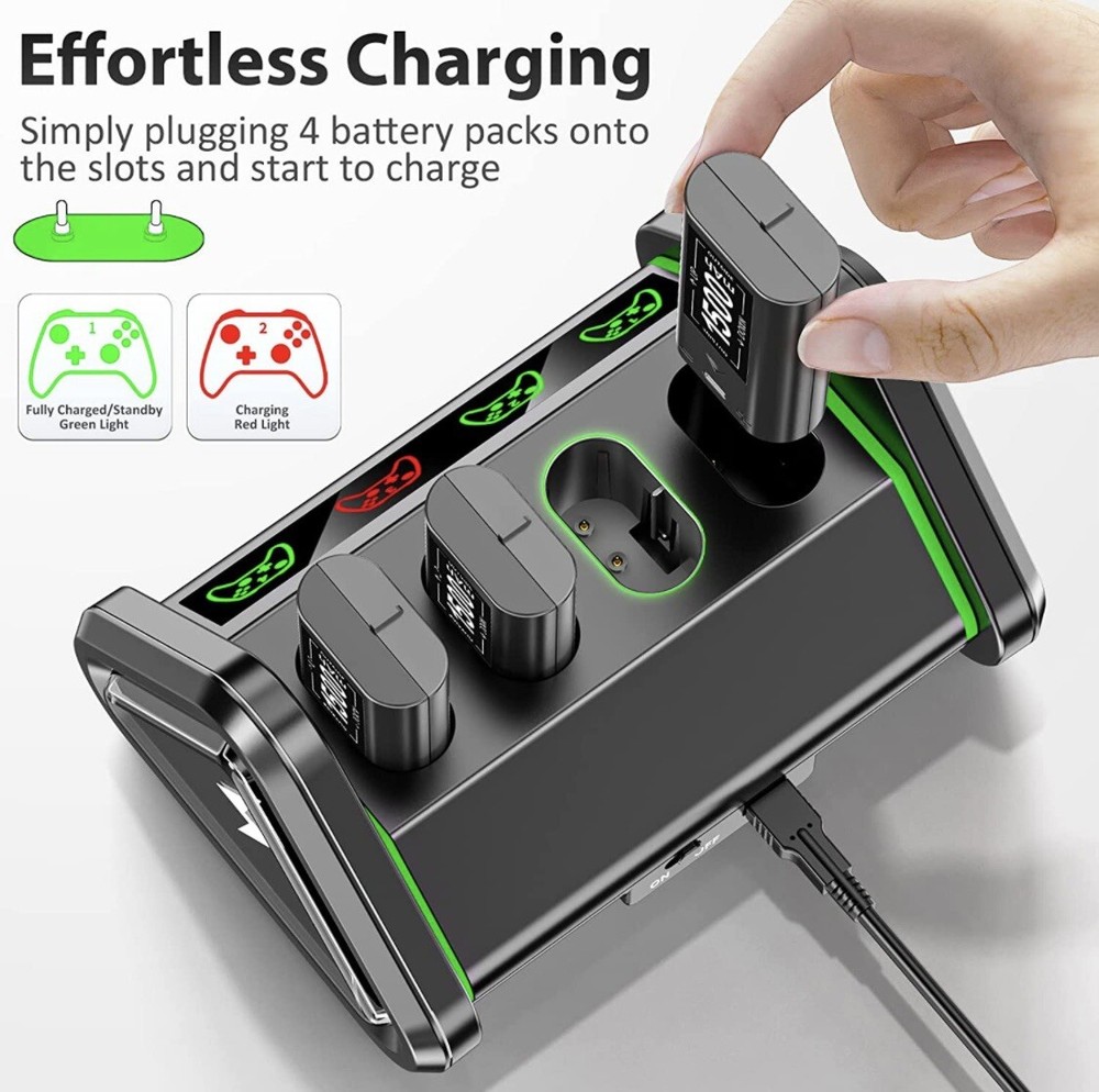 Rechargeable Battery Pack for Xbox Controller, 4 Packs 1500mAh