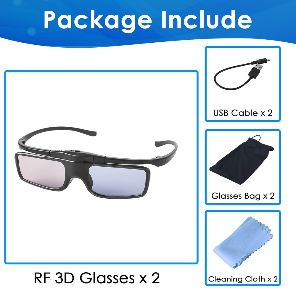 RF 3D Glasses, Active Shutter RF 3D Glasses Rechargeable Suitable for RF 3D T...