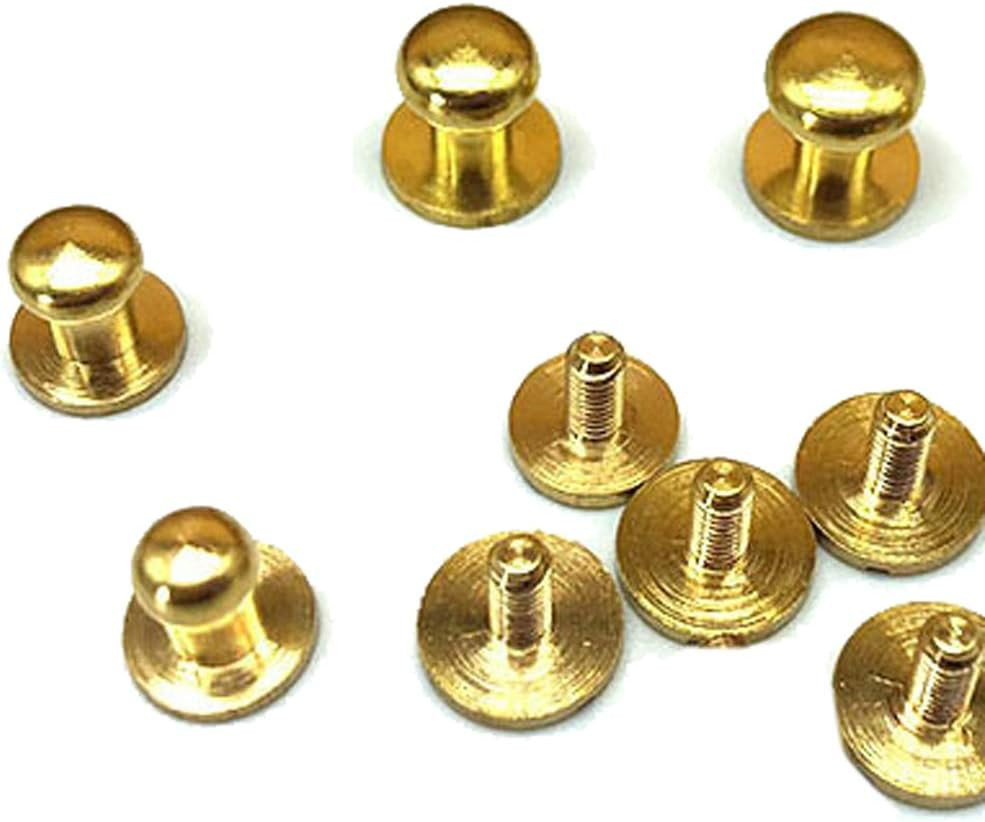 20 Pieces 6Mm round Head Button Studs Brass Leathercraft Studs Buttons Cap Rivet