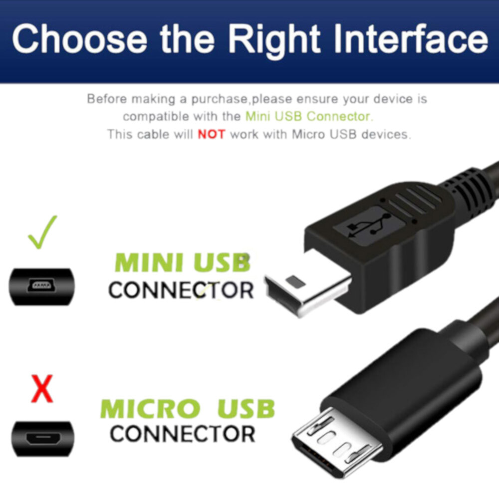 10pcs 5 Pin Mini USB Cable Data Sync Charging Cord for Camera, Nuvi, GPS, PS3