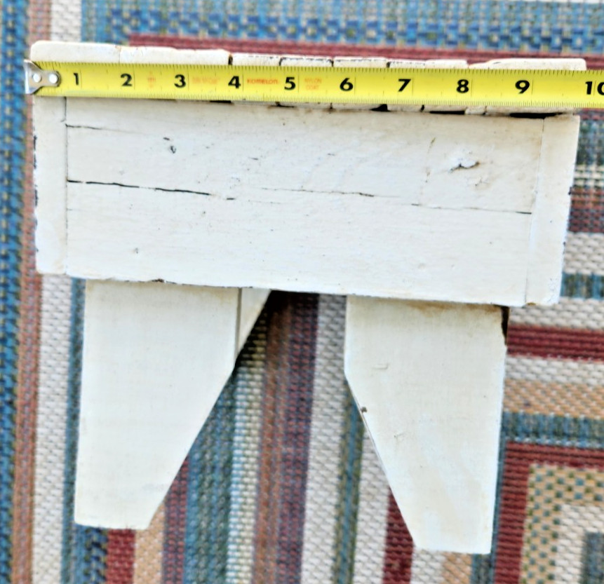 Primitive Handmade Wood Stool White Chalk Paint Step/Foot Stool Riser