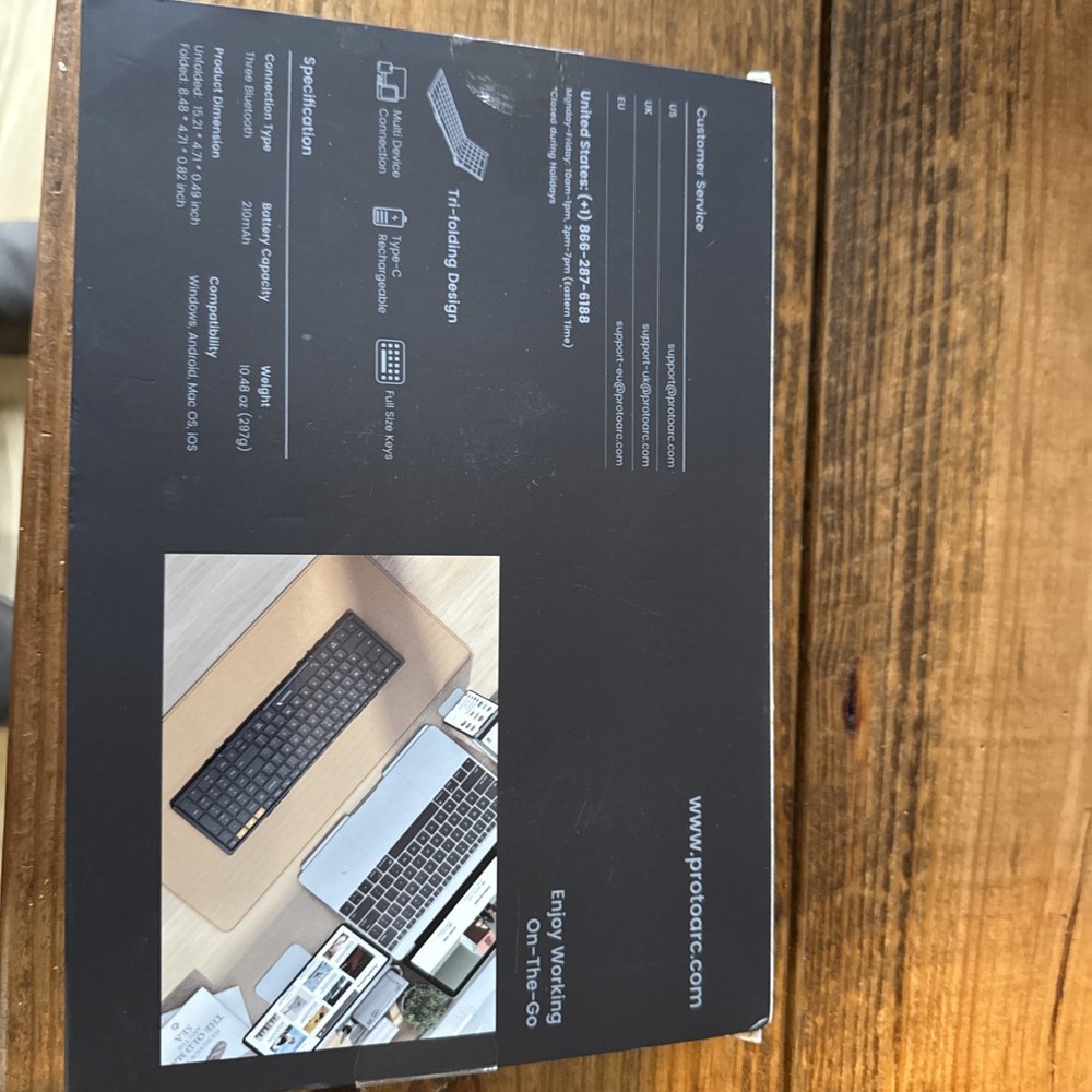 ProtoArc XK01 Plus Foldable Full-Size Wireless Keyboard - Open Box