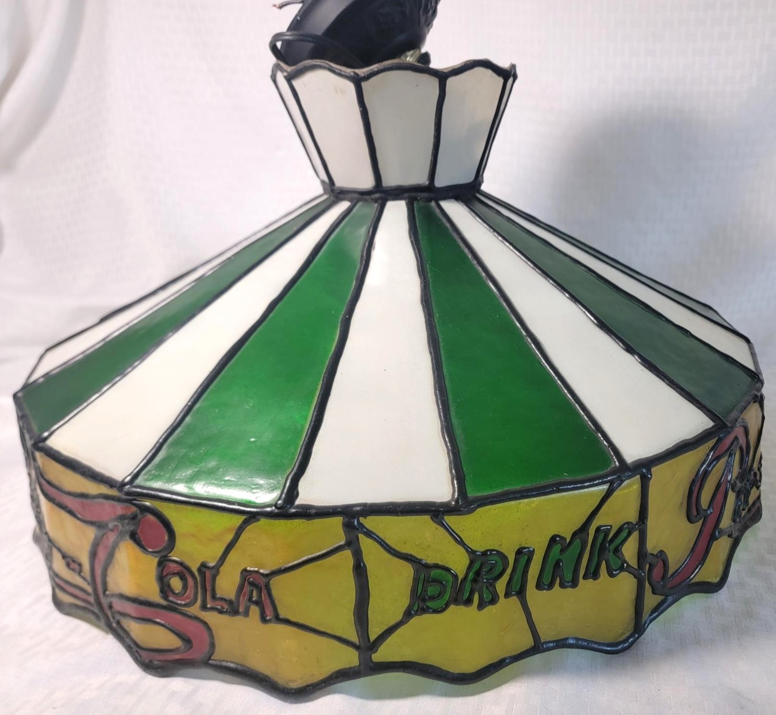 Vintage Pepsi Faux Stained Glass Resin / Plastic Hanging Light Lamp - VGC