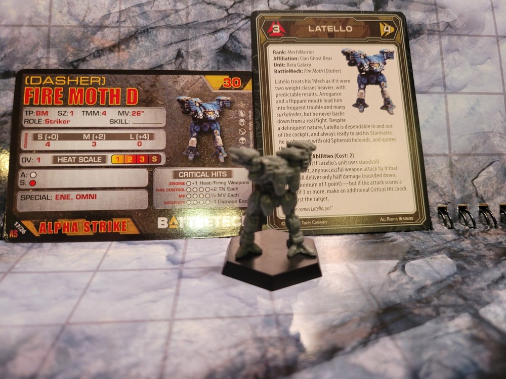 Battletech Fire Moth (Dasher) Mech + Pilot Cards - Alpha Strike Box Set