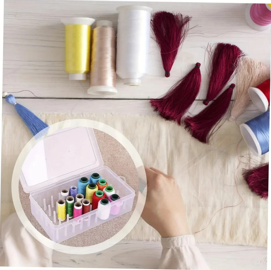 42 Roll Sewing Thread Storage Box Transparent PP Embroidery Organizer
