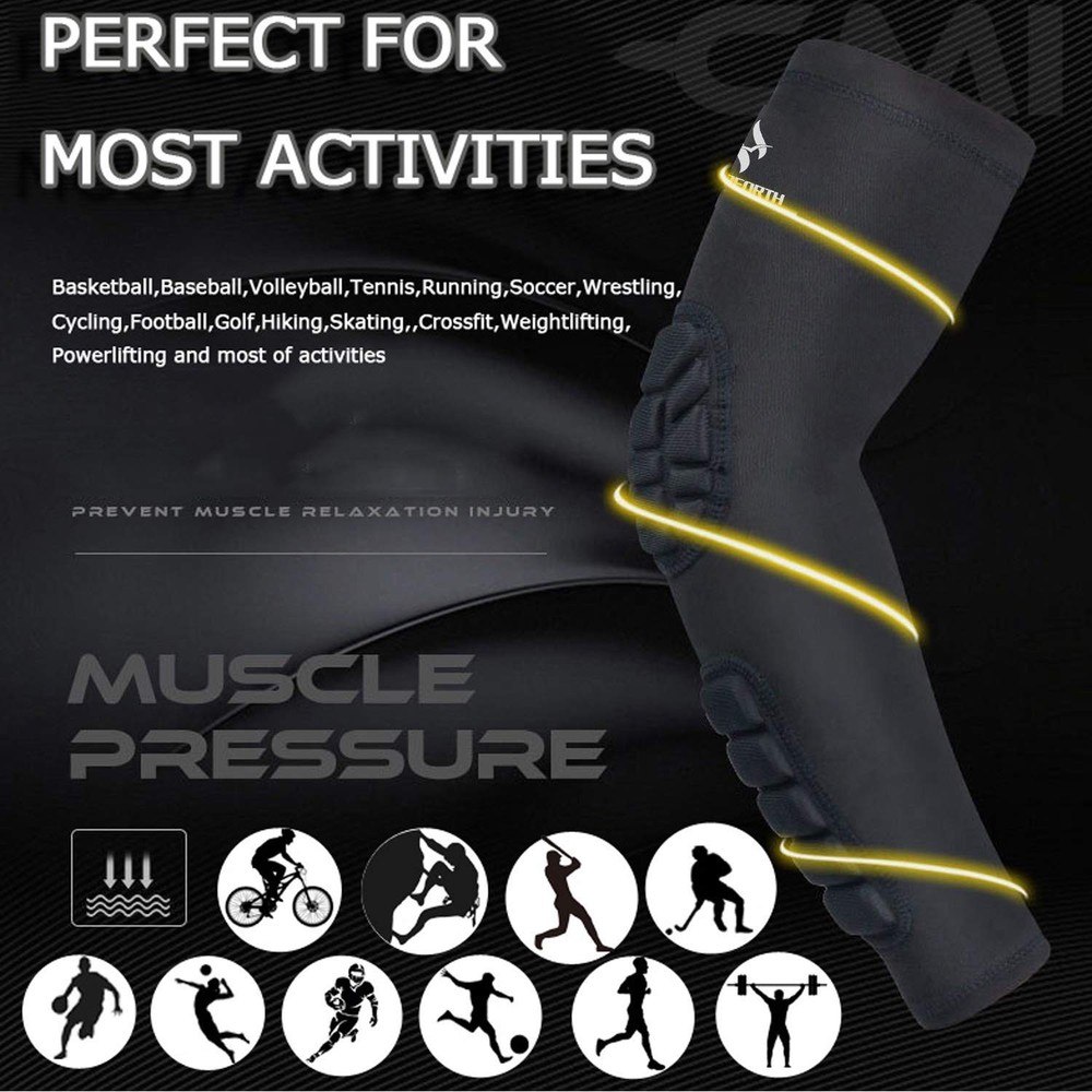 2PCS Padded Elbow Forearm Sleeves Compression Arm Protective Support Medium