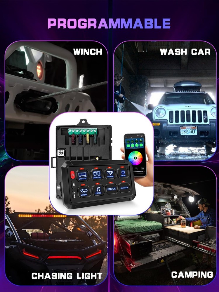 Chelhead 8 Gang Switch Panel APP Control with Electronic Relays, Universal Ci...