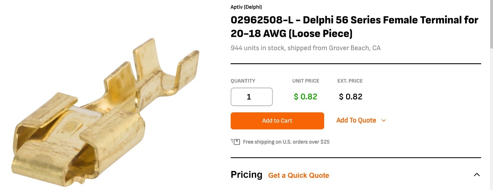 Delphi Packard 02962508 Gm 56 Series Female Terminal 20-18 AWG (Pkg Of 25)