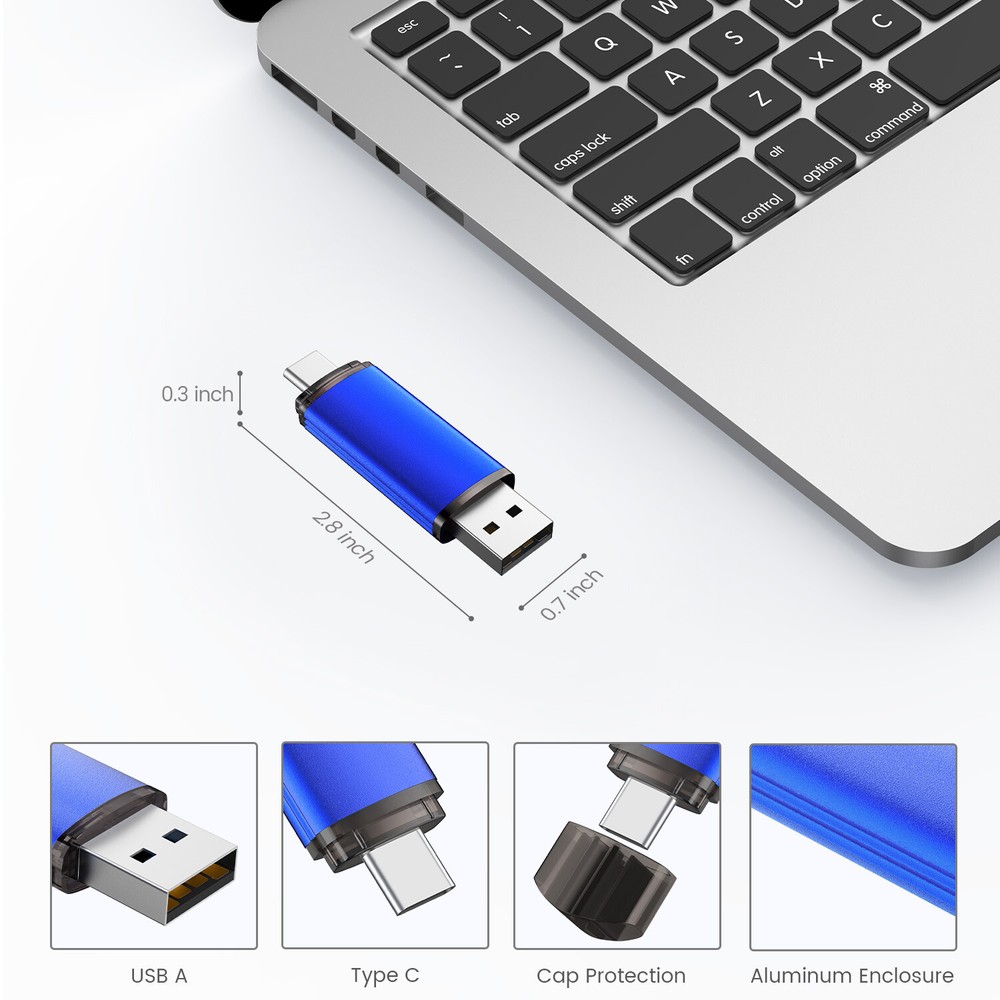 USB 2.0 32/64/128GB Type-C/ A Dual Flash Drive Memory Stick For Android Phone PC