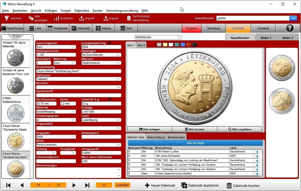 GS Coin Manager 5 Software Program to Manage Your Coin Collection