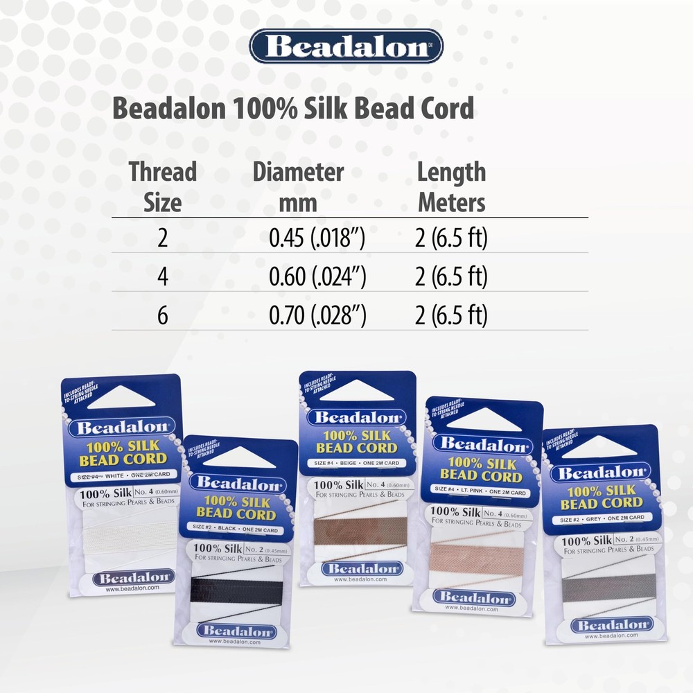 Beadalon 100% Silk Thread Variety Color Pack - Size 6 with #6,