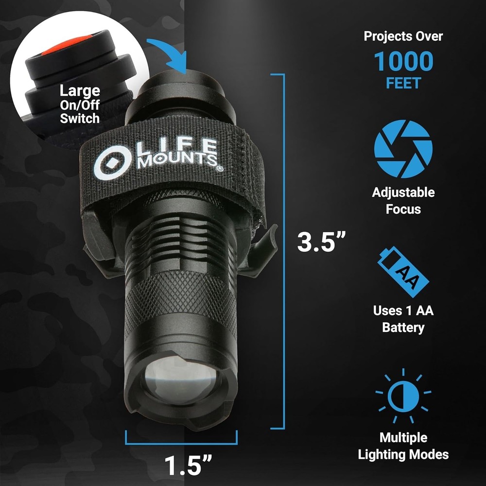 Tactical Helmet Flashlight Mount, Green LED