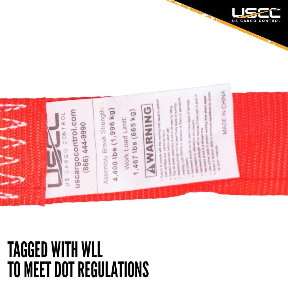USCC 2" X 15' Endless Ratchet Straps - Red