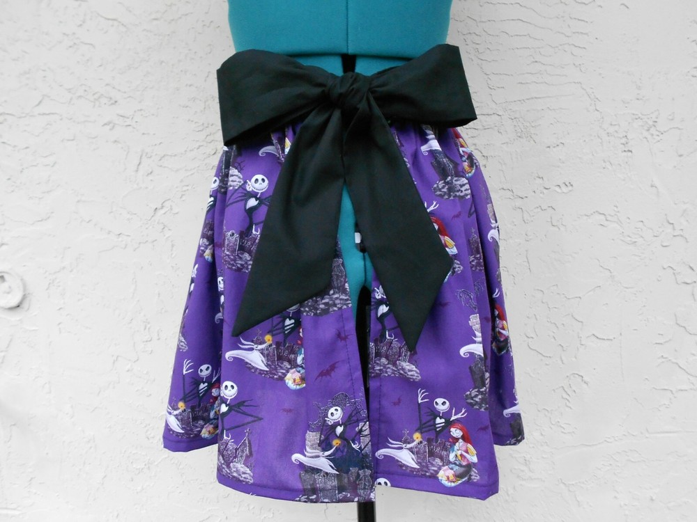 Handmade Retro Half Apron in a Nightmare Before Christmas Prints