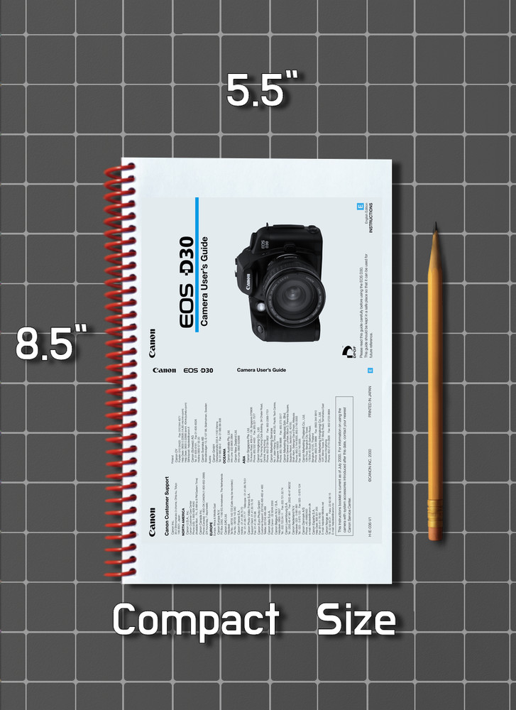 Canon EOS D30 — User Guide Manual Documentation — 150 Pages — Half Size 5.5x8.5