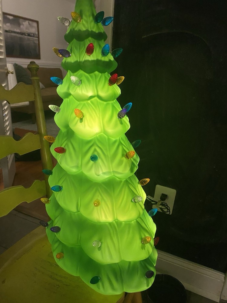 Plastic Blow Mold Lighted Christmas Tree 27”