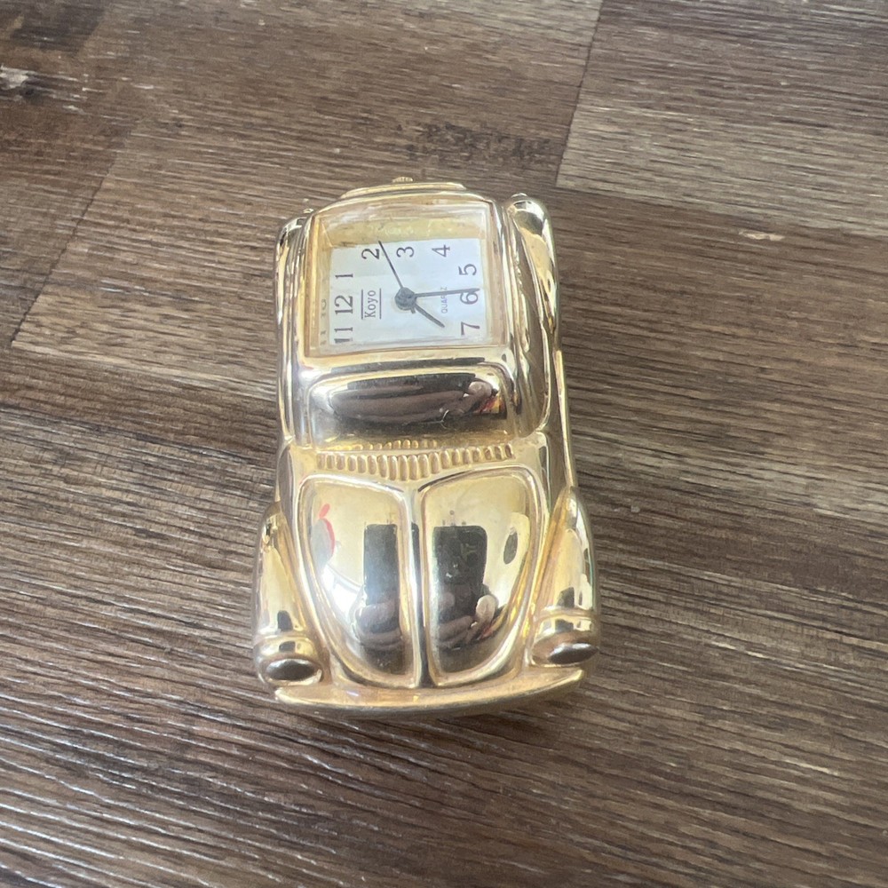 Miniature Clock, VW Beetle. Gold Tone.