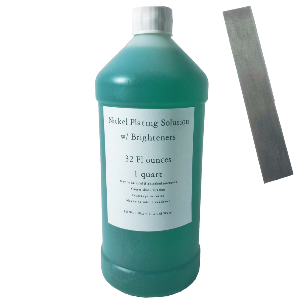 Bright Nickel Plating Solution 1 Quart with Anode, Electroplating, 32oz